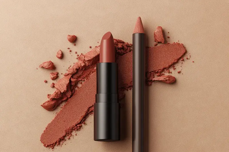 Maquillaje con Estilo: Volumen Elegante en Labios con Lápiz Marrón Difuminado