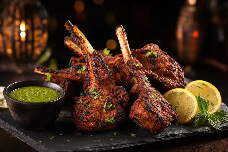 Smoky tandoori lamb chop lollipops recipe.