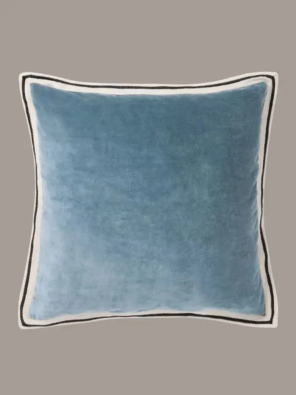 John Lewis, Bordered Velvet Cushion in Blue