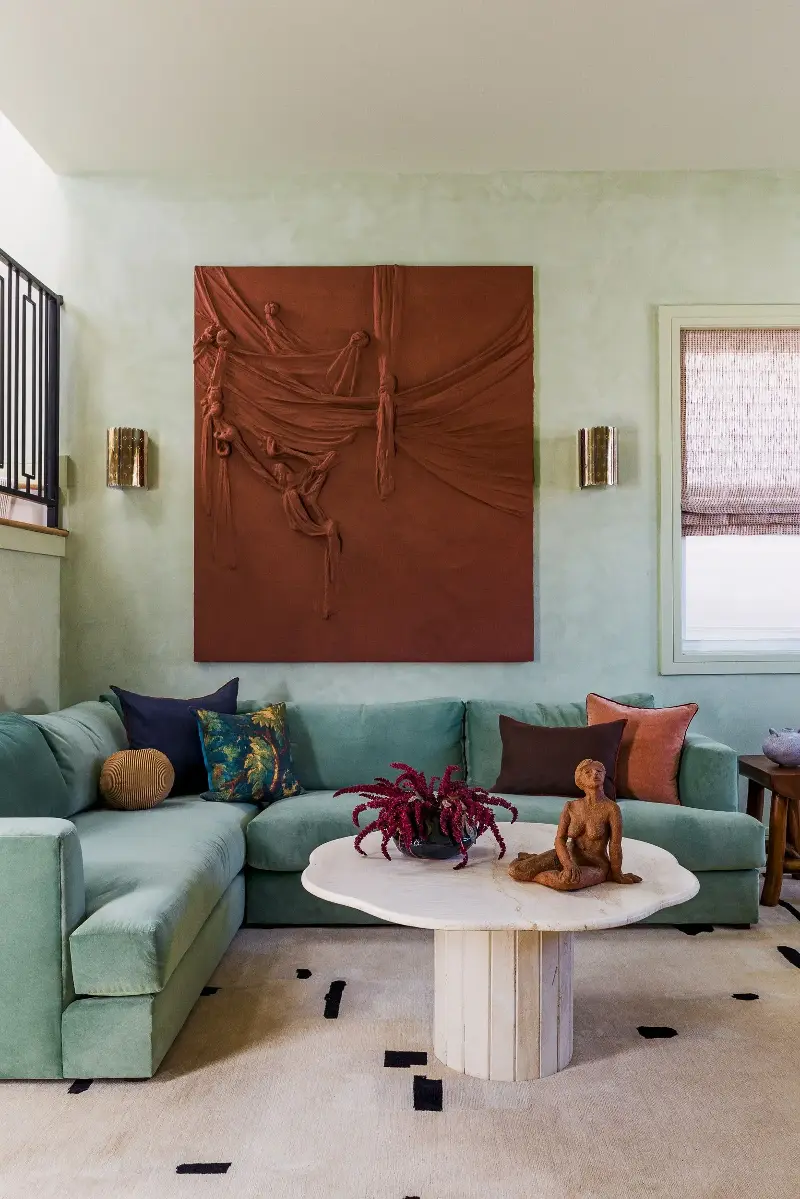 Leaning towards more extreme scales can lead to a more rewarding visual palette. This space incorporates a few different pairings. (Image credit: Sarah Crowley. Design: SUCHER STUDIOS)