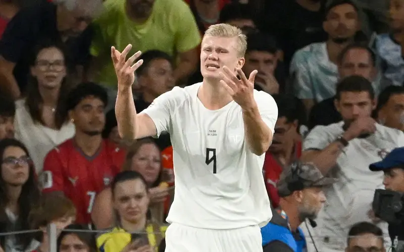 Discomfort: Erling Haaland (AFP/Getty)