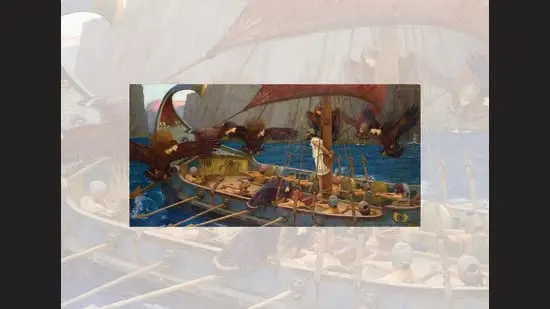John William Waterhouse’s painting, Ulysses and the Sirens, shows Odysseus trying to resist the Sirens.