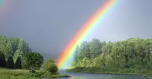 A rainbow is not actually located in any specific place in the sky — every person watching the same rainbow is seeing a slightly different one, formed by different raindrops, and if two people stood next to each other looking at the same rainbow, the rainbows they are seeing would be technically different, with no two viewers in the world ever sharing the exact same rainbow