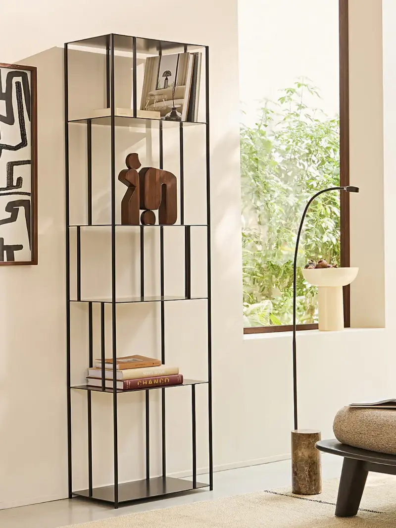 A black metal bookcase from AM.PM