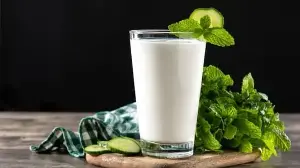 Gut Friendly Drink Featuring Chaas, Mint, And Crisp Vegetables Creates A Refreshing Summer Beverage