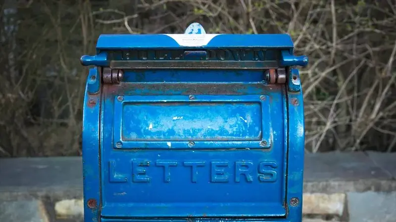 Vintage blue U.S. mail collection box