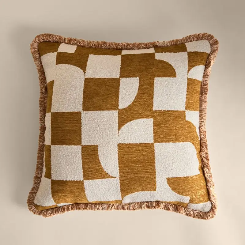 ochre geometric cushion