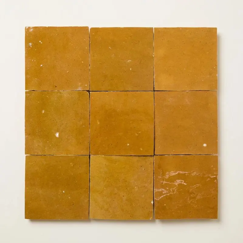 ochre square zellige tiles