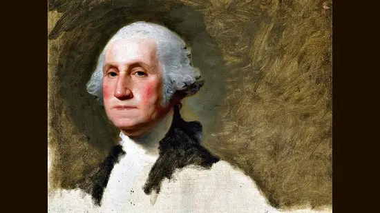 Gilbert Stuart’s unfinished 1796 portrait of George Washington. (Museum of Fine Arts, Boston)