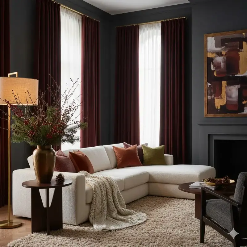 Add winter accents like tall vases. 