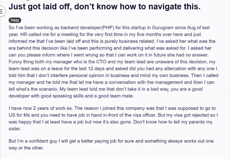 Screengrab of the Reddit post.