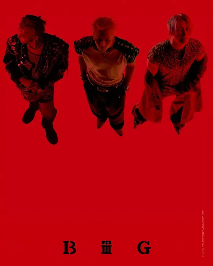 Three stylized figures against a bright red background, each dressed in unique outfits with contemporary fashion elements.