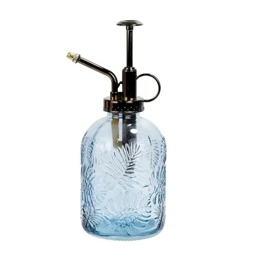 Sdlumeiy 11.8oz Glass Leaf Print One Handed Watering Can,plant Spray Bottle