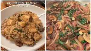 If you think overnight oats are boring, try this creamy paneer mushroom oats recipe for breakfast with 20g protein