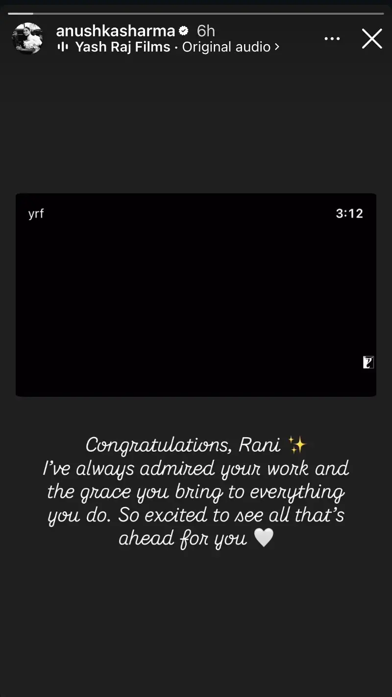 Sharing the trailer of Mardaani 3, Anushka Sharma sent good wishes to Rani.