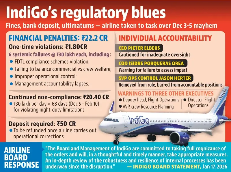 The regulator also asked IndiGo to deposit ₹50 crore in bank guarantees