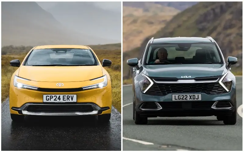 Spot the difference: the Toyota Prius is a regular hybrid, the Kia Sportage a plug-in version. Our expert explains how each works