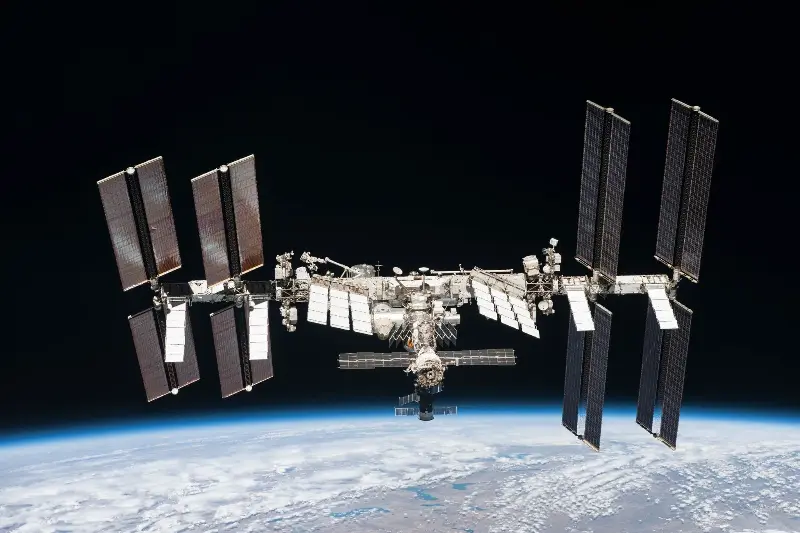 The International Space Station orbiting above Earth
