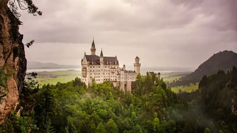 Neuschwanstein Castle, Bavaria, Germany, from Queen Mary’s Bridge