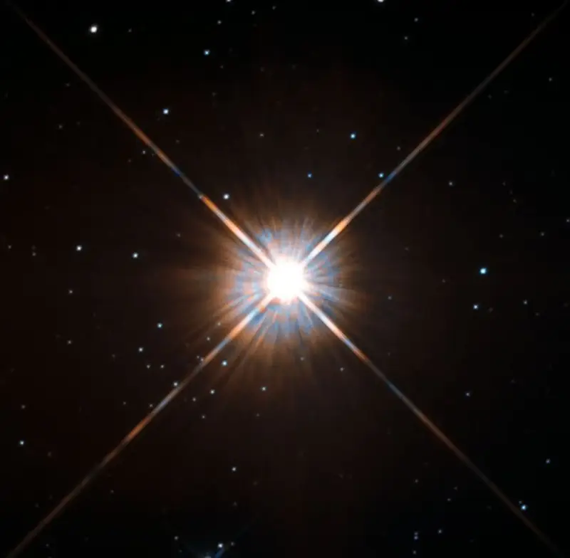 Hubble Space Telescope image of Proxima Centauri shining against a field of background stars
