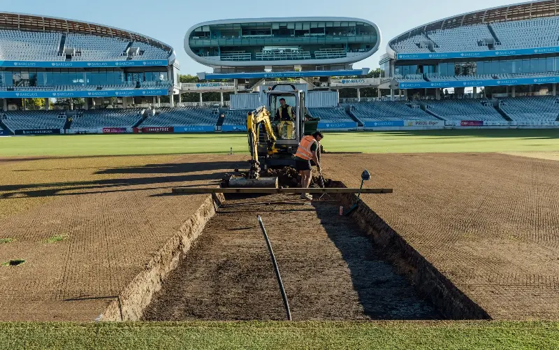 Pitch 9 at Lord’s is excavated earlier this month as Marylebone Cricket Club attempts to solve its pitch problem once and for all