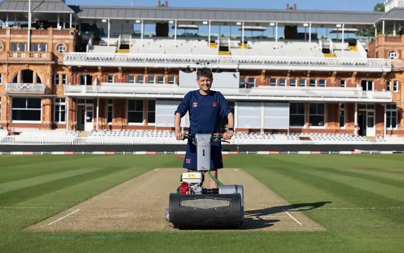 Will Macpherson was trusted with the mower on the Test-match pitch used in England’s dramatic win over India at Lord’s - Jeff Gilbert for The Telegraph