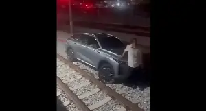 KTMB investigates car driven onto railway tracks