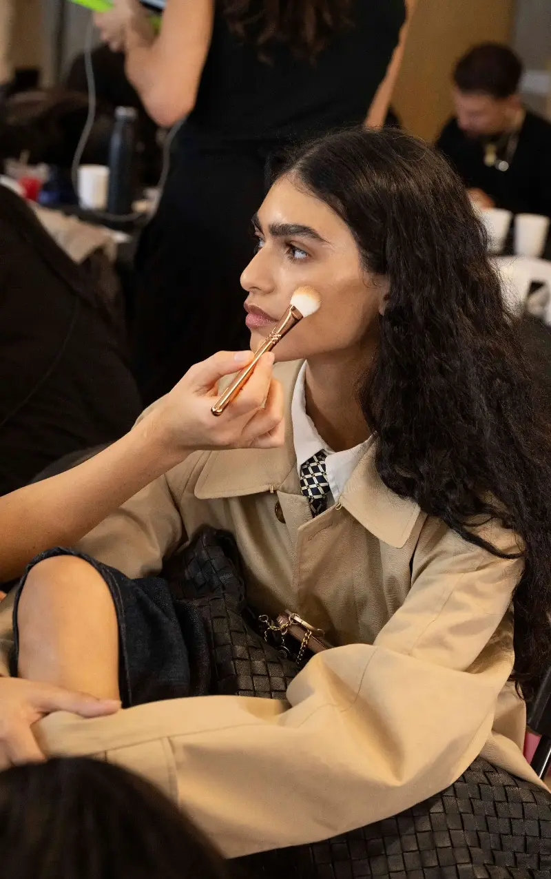 ‘Velvety, polished skin’ is the look of the season, as shown backstage at the M&S show - M&S