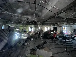 Supermarket ceiling collapses in South Korea, at least 38 injured.