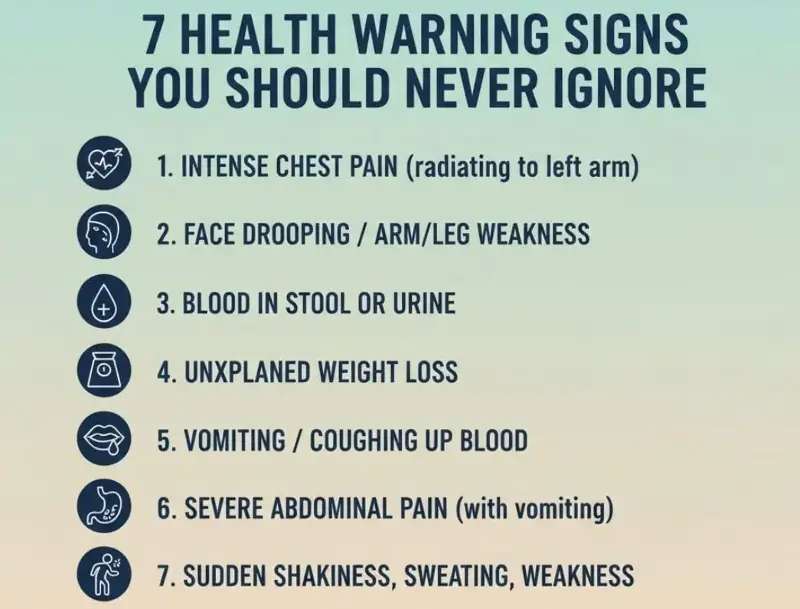 Warning signs like abdominal pain and vomiting require immediate attention, especially for diabetics.