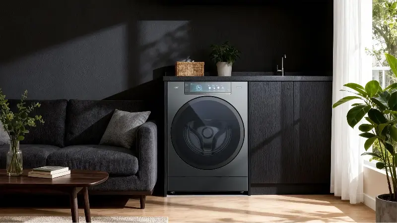 Haier's Vision 15 washing machine has a built-in camera to follow your laundry from beginning to end. (Image credit: Haier)