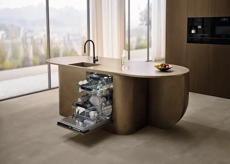 Coming next year, Miele's G8C920G Vi OS230 1 fully-integrated dishwasher has a built-in camera to monitor your dirty crockery and cutlery. (Image credit: Miele)