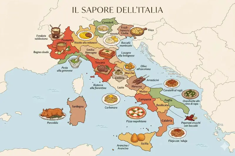I piatti tipici della tradizione italiana regione per regione: la mappa completa. C’è anche il tuo preferito?