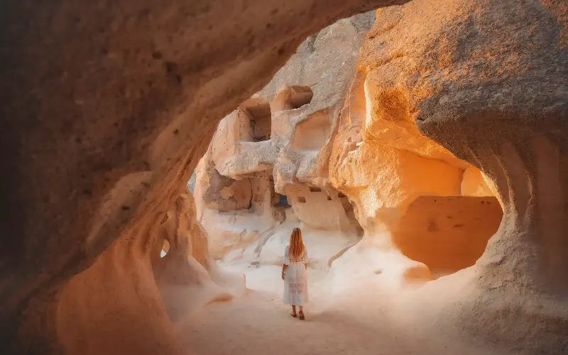 Dwellings were formed in the soft volcanic rock of Cappadocia - E+