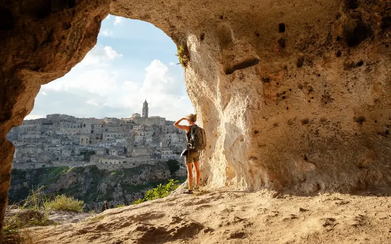 For centuries, families lived in the caves carved into the limestone gorge of Sassi di Matera - E+