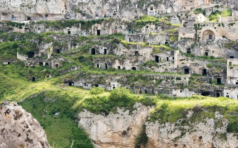 The limestone grottoes of Matera are sculpted into the ravine - Westend61