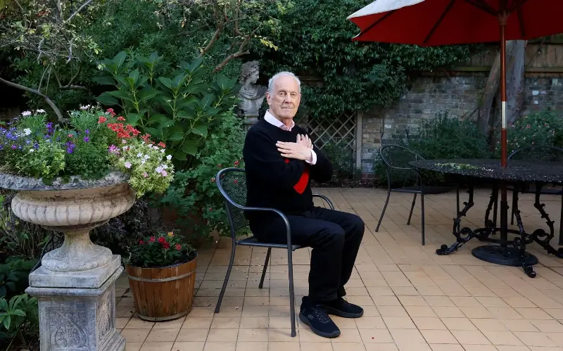 Brandreth demonstrates the sit-to-stand exercise, which benefits balance and mobility - Clara Molden for The Telegraph