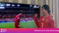 Georgina celebrates Ronaldo's goal at home.
