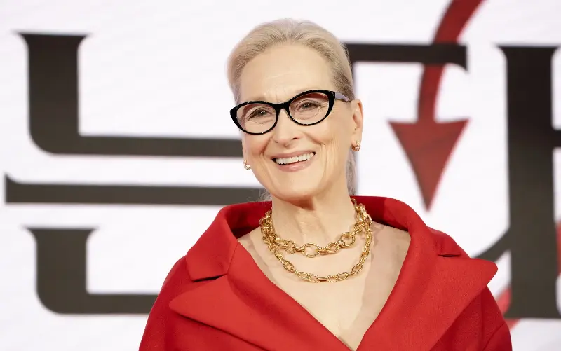 Meryl Streep sporting cat-eye glasses during The Devil Wears Prada 2 tour earlier this year - Getty /Hwawon Lee/Anadolu