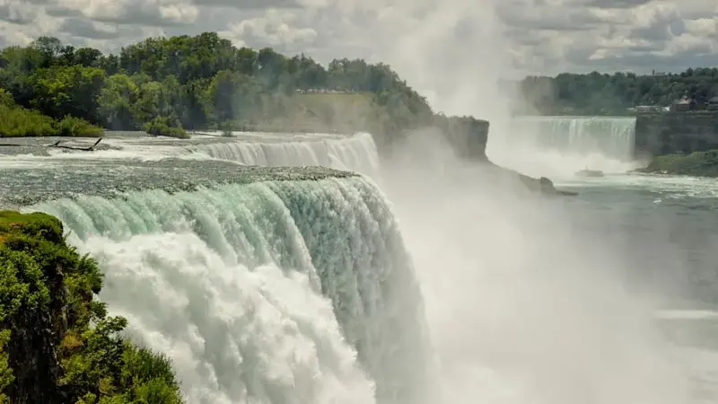Close-up view of the American Falls in Niagara Falls, US