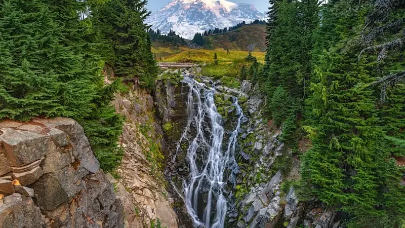 A Hazy Sunrise Over Myrtle Falls