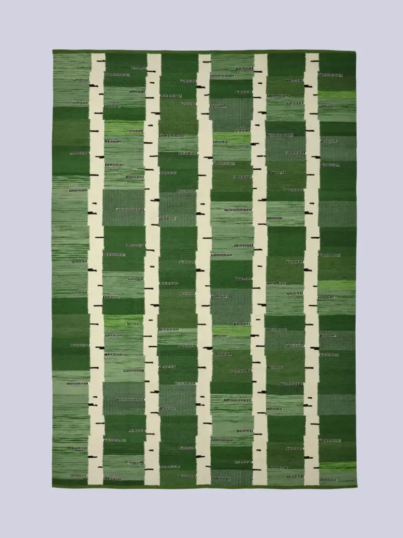 IKEA, Stockholm 2025 Rug, Flatwoven - Green/white/black Handwoven