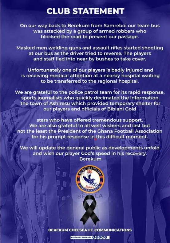 Berekum Chelsea Dominic Frimpong statement