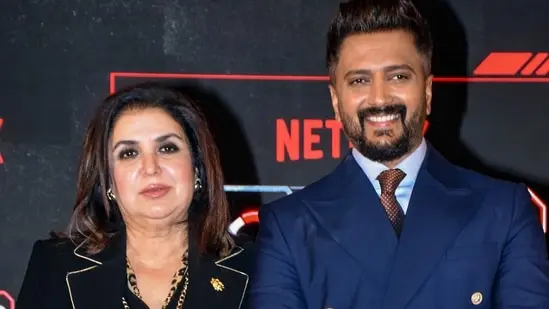 Mumbai: Bollywood actor Riteish Deshmukh with film director and choreographer Farah Khan pose for photographs during a press conference for the upcoming Netflix series �Lock Upp: Sach Ya Sazaa�, in Mumbai, Maharashtra, late Monday, June 22, 2026. (PTI Photo)(PTI06_23_2026_000058A)