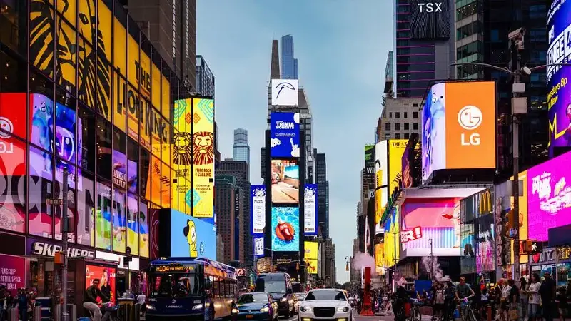 New York City Times Square Zebra Crossing at Night NYC