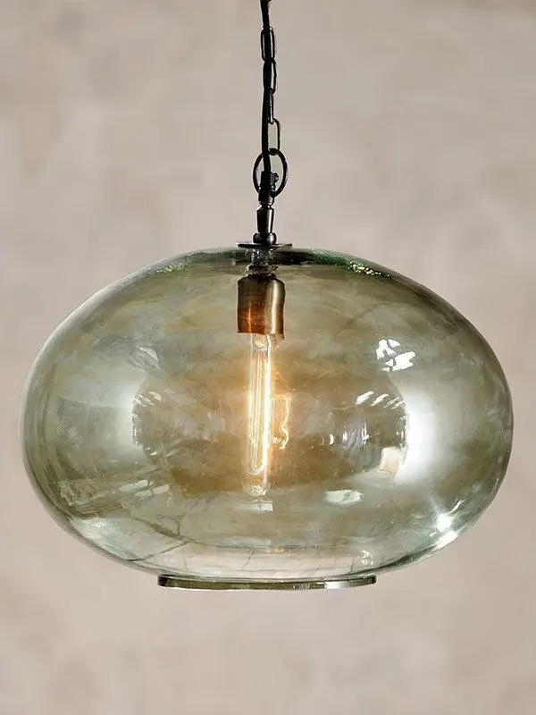 Otoro Recycled Glass Pendant - Green - Large Round - Large Round / Green Smoke