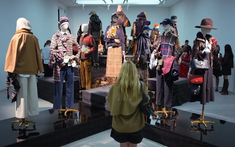 Barbour’s presentation at the Saatchi Gallery mixed clashing plaids, Fair Isle knits and kilts with its signature waxed jackets - PA Wire/Yui Mok