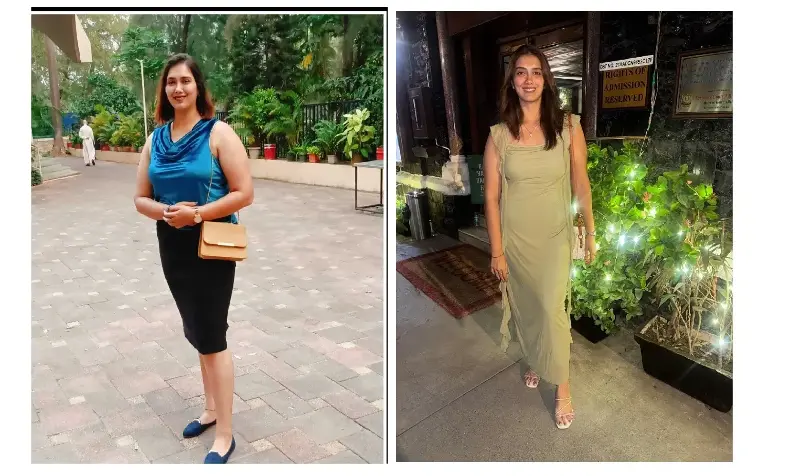 A before-and-after image of Jenny D'Souza. A before-and-after image of Jenny D'Souza.