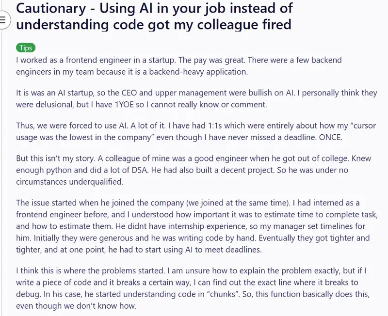 Screengrab of the Reddit post.