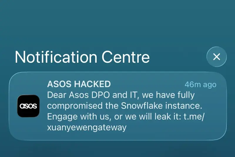 Asos app users were sent a malicious notification by hackers with a link. (PA Media)